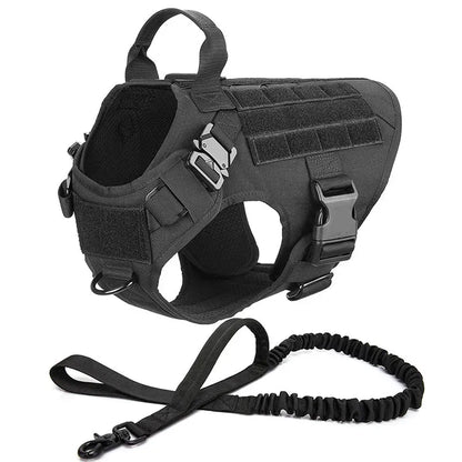 harnais tactique militaire noir pour chien - lot 1