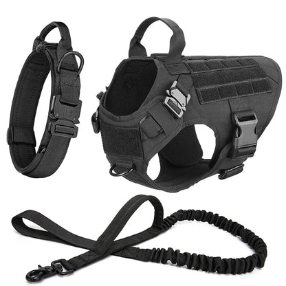 harnais tactique militaire noir pour chien - lot 2