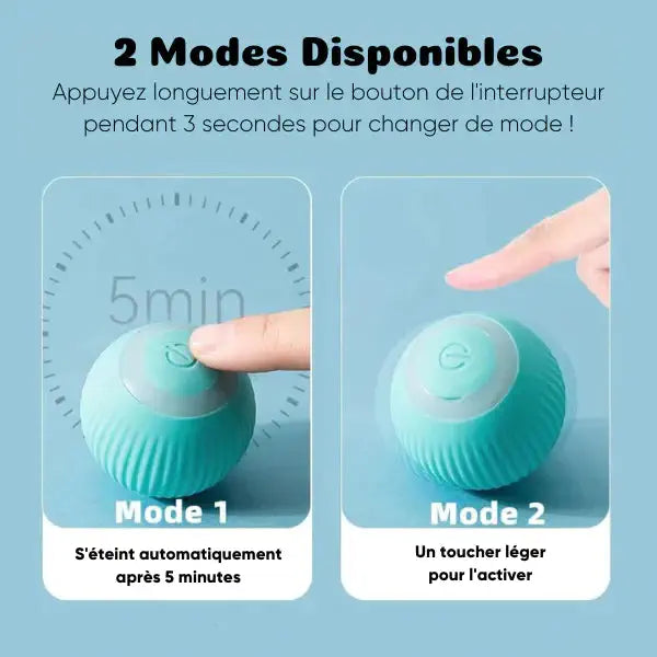 Balle interactive pour chat avec 2 modes
