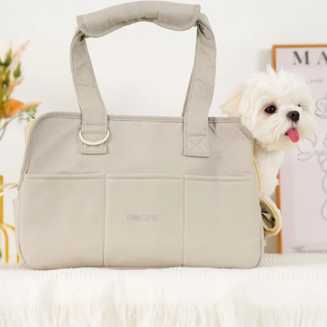 Chien dans notre sac de transport confortable