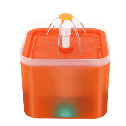 Fontaine à eau carrée orange avec LED pour chat