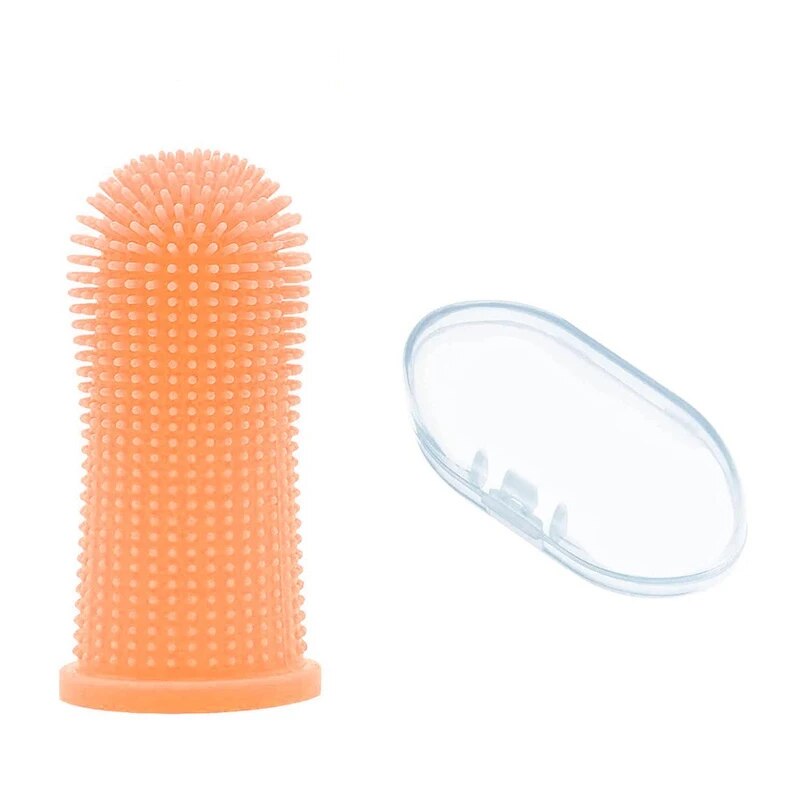 Brosse à dents orange pour chien