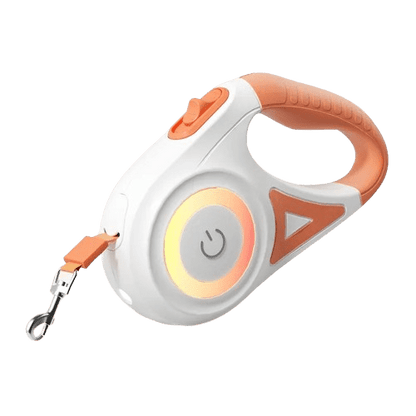 Laisse rétractable orange avec lumière LED