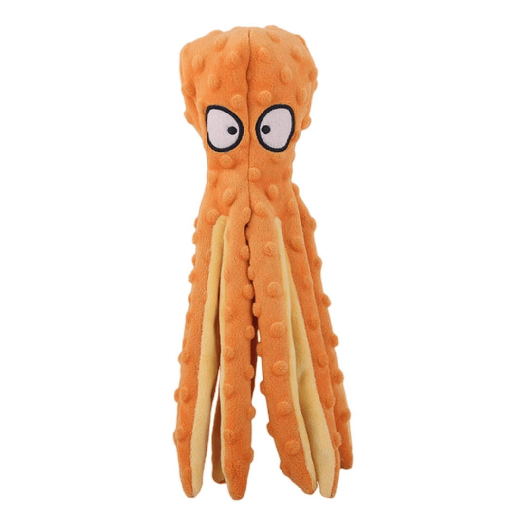 Peluche pieuvre orange à mâcher pour chien