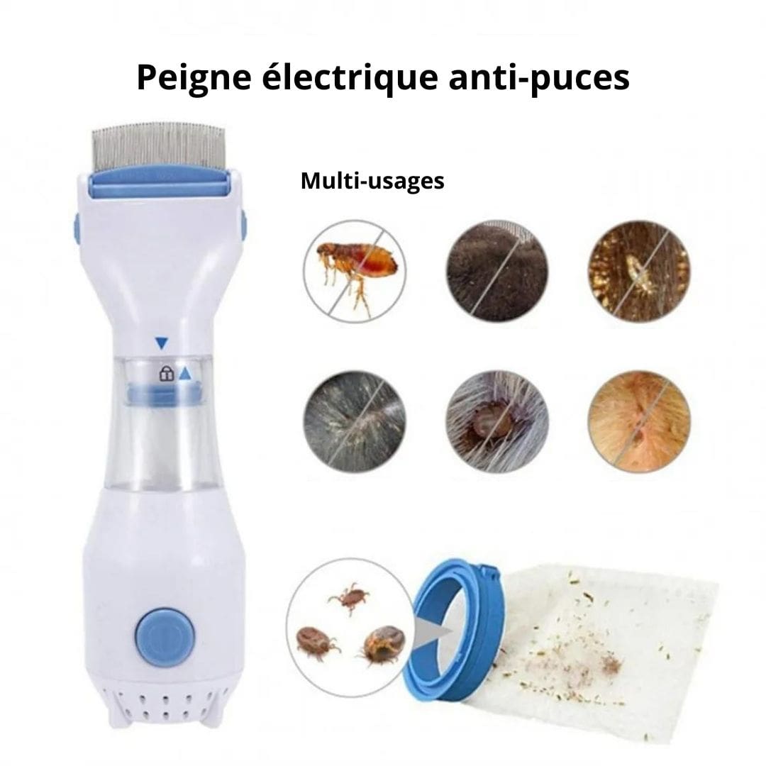 Eliminez les puces sur votre animal en profondeur avec notre brosse électrique anti-puces
