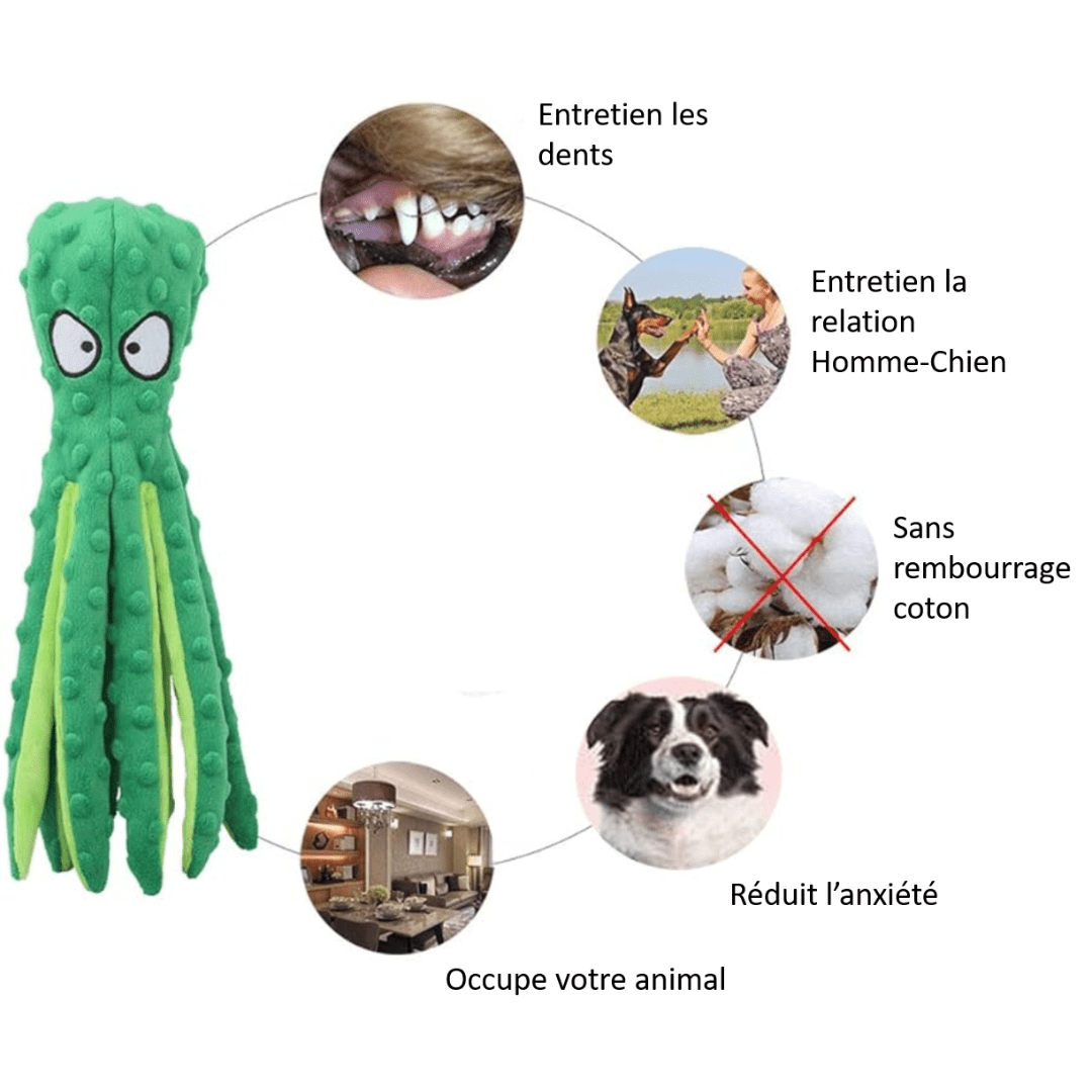 Avantages de notre peluche pieuvre à mâcher pour chien