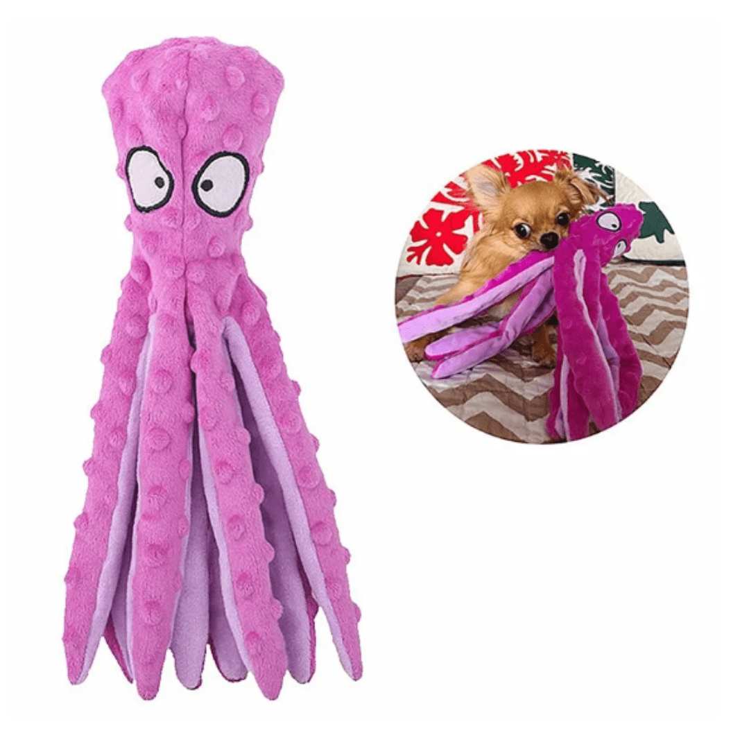Peluche pieuvre à mâcher pour chien