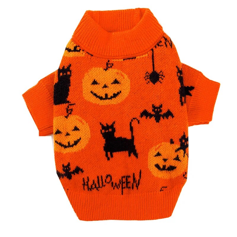 Pull orange Halloween pour chien et chat
