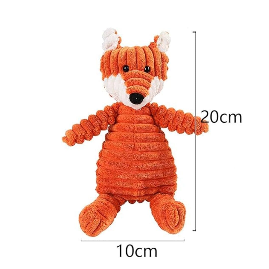 Dimensions de notre peluche côtelée renard pour chien