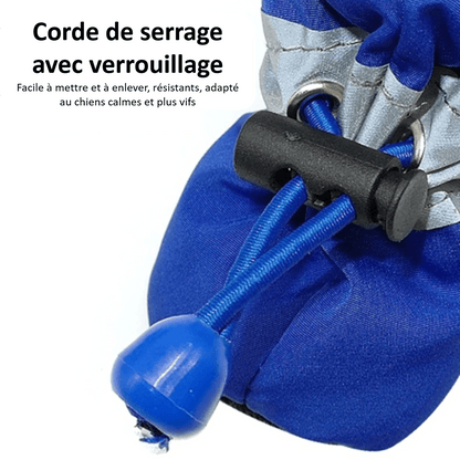 Resserage de notre chaussure imperméable pour chien
