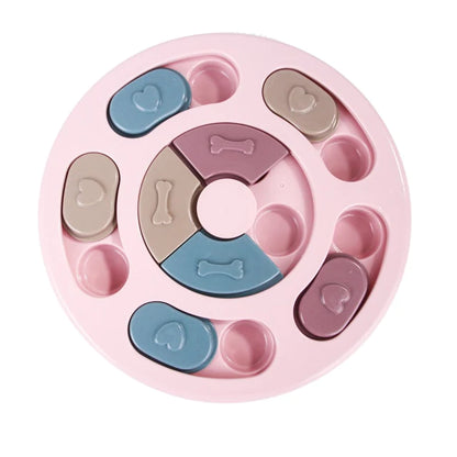Puzzle interactif rond à croquettes pour chien et chat
