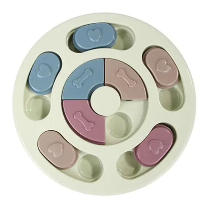 Puzzle interactif rond à croquettes pour chien et chat