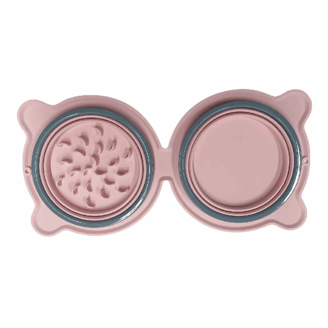 Gamelle pliable en silicone rose pour animaux