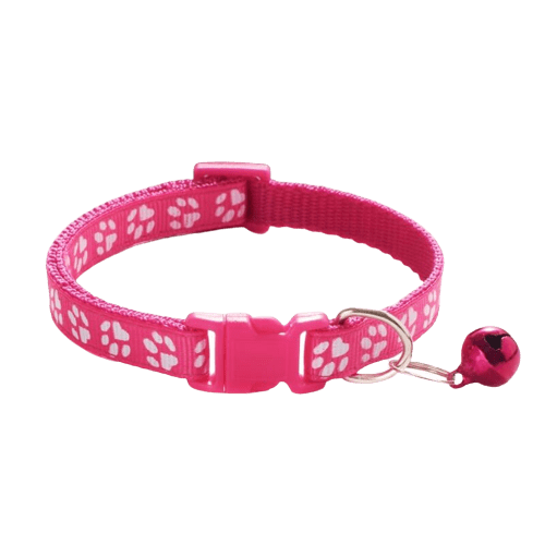 Collier rose foncé avec clochette pour chat