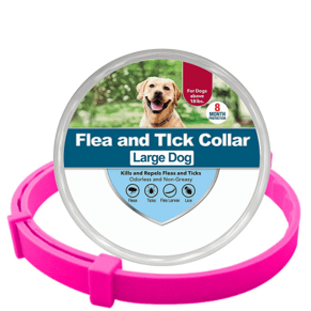 Collier anti-puces et anti-tiques rose L pour chien