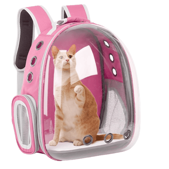 Sac à dos de transport rose pour chien et chat