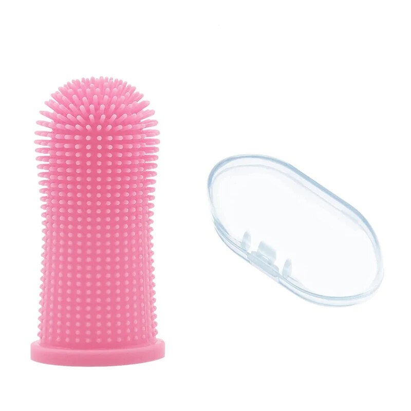 Brosse à dents rose pour chien
