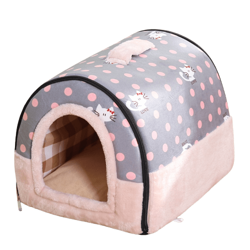 Niche d'intérieur pliable rose pour chat et chien
