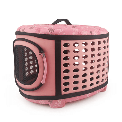 Sac de transport semi-rigide rose pour chien et chat