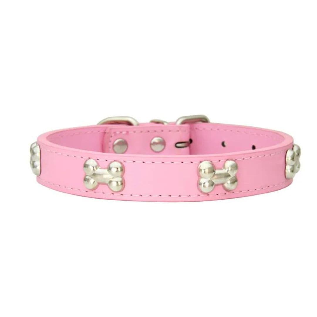 Collier rose à motifs os pour chien et chat