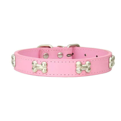 Collier rose à motifs os pour chien et chat