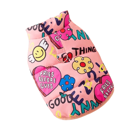 Doudoune rose imprimée pour chien