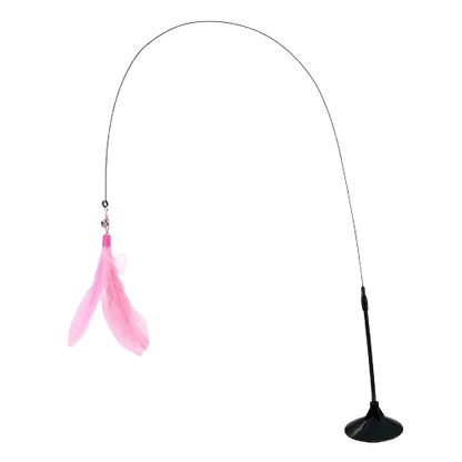 Canne à pêche rose avec ventouse pour chat