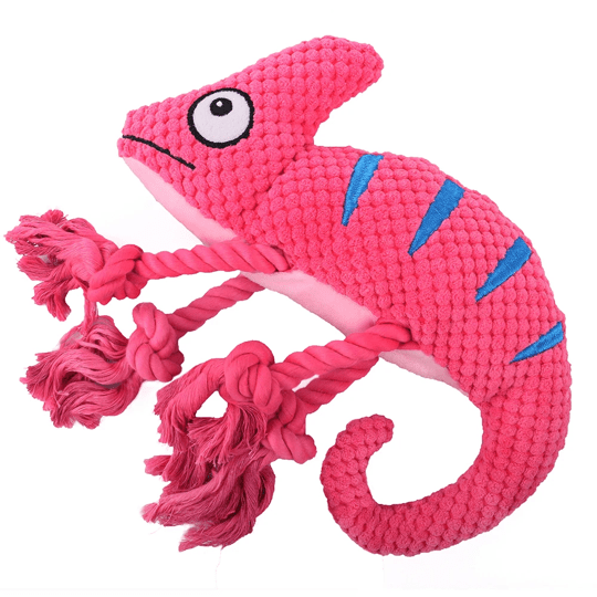 Jouet Caméléon rose pour chien