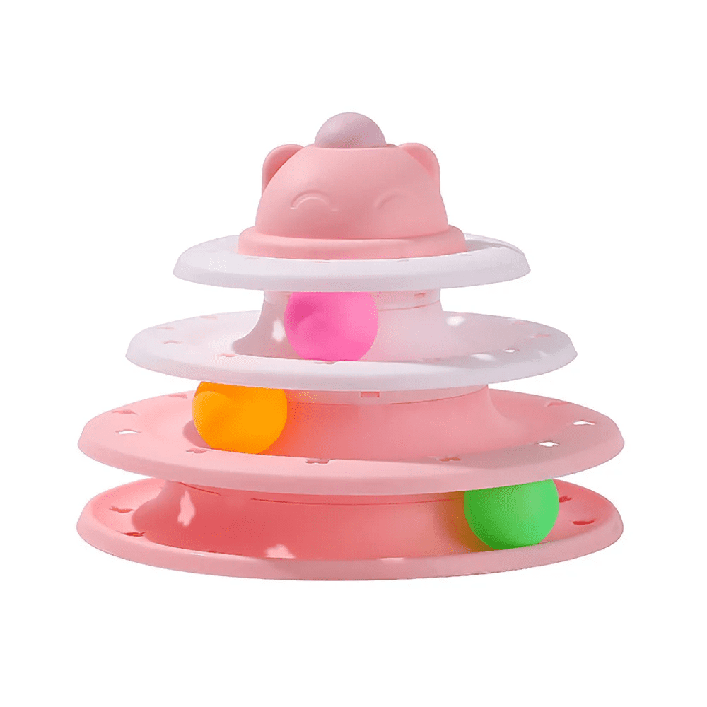 Tour de jeu avec balles pour chat - Rose