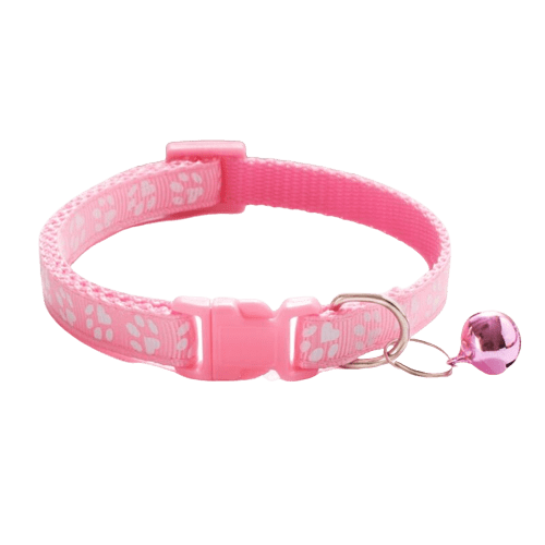 Collier rose avec clochette pour chat