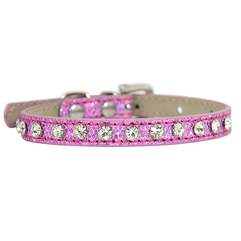Collier rose à paillettes pour chat et chiot