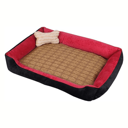 Lit coussin rouge moelleux avec rebords pour animaux