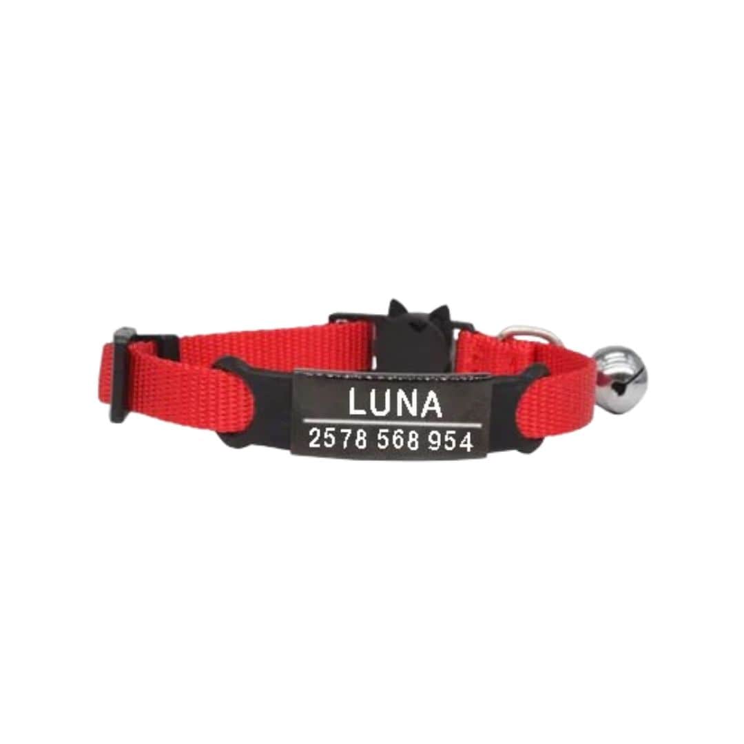  Collier rouge personnalisable avec clochette pour chat