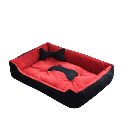 Lit coussin moelleux avec rebords pour chiens et chats - gamme rouge