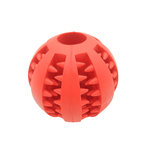Balle dentaire rouge et à friandise pour chien