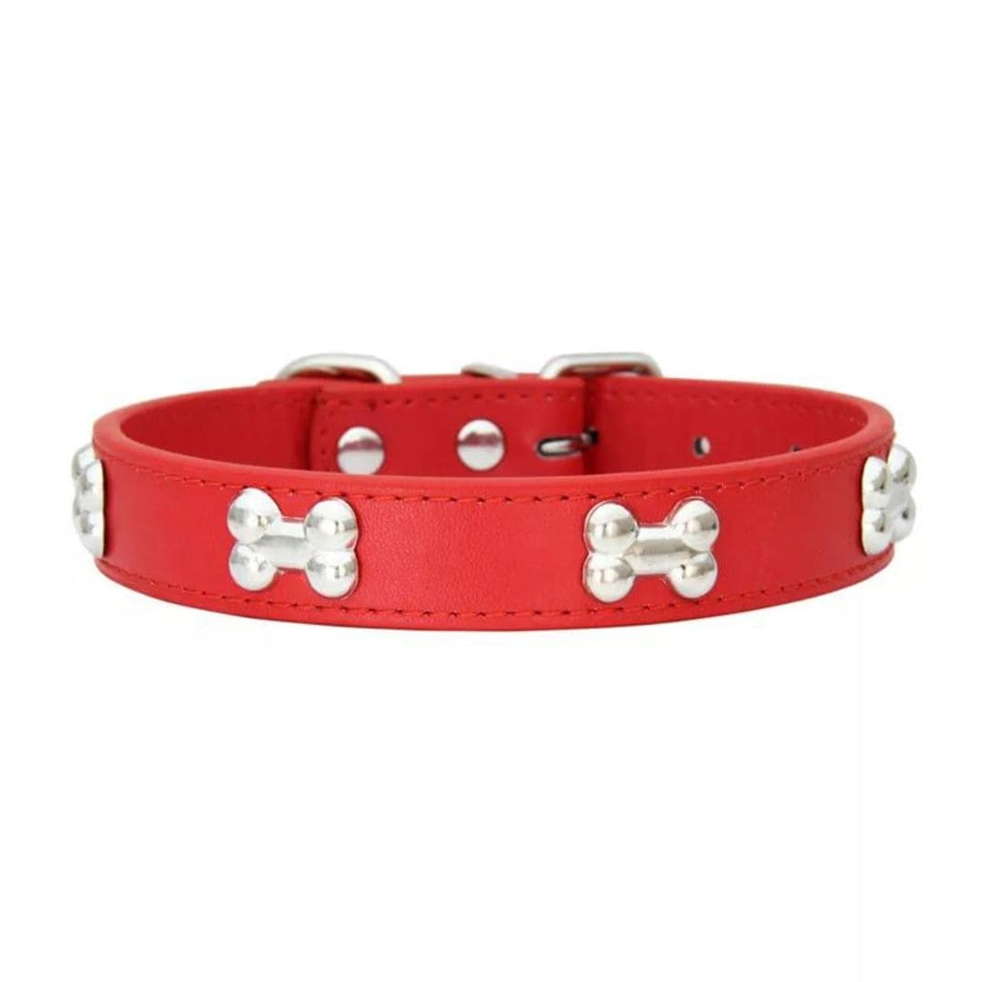 Collier rouge à motifs os pour chien et chat