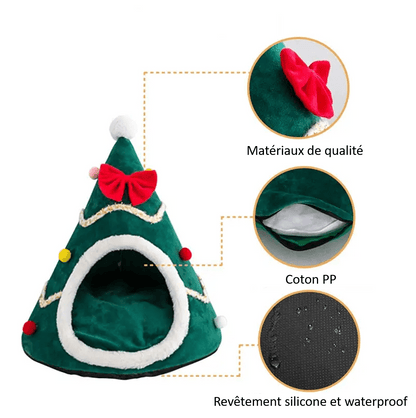 Détails de notre couchage lit sapin de Noël pour chat