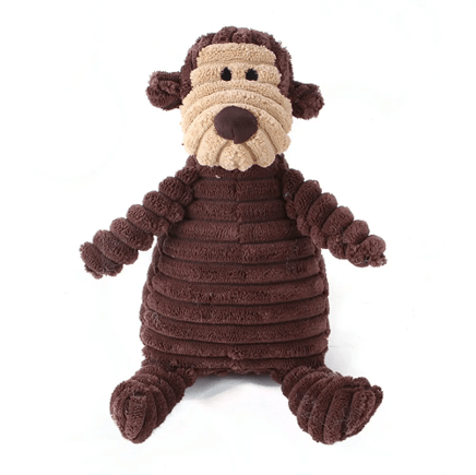 Peluche côtelée singe pour chien