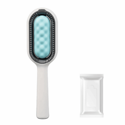 Brosse de toilettage verte double face avec lingettes pour animaux de compagnie