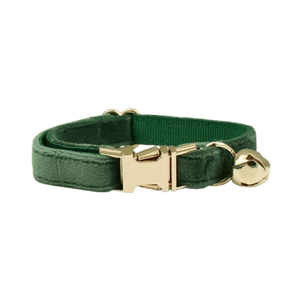 Collier vert en velours pour chat