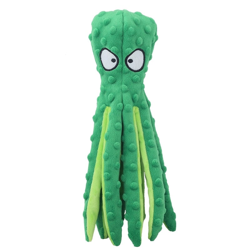 Peluche pieuvre vert à mâcher pour chien