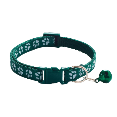 Collier vert foncé avec clochette pour chat