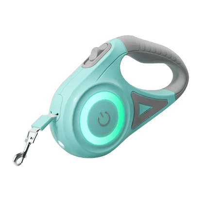 Laisse rétractable verte avec lumière LED