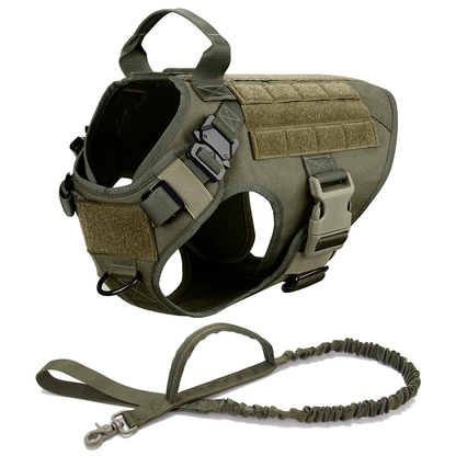 harnais tactique militaire vert pour chien - lot 1