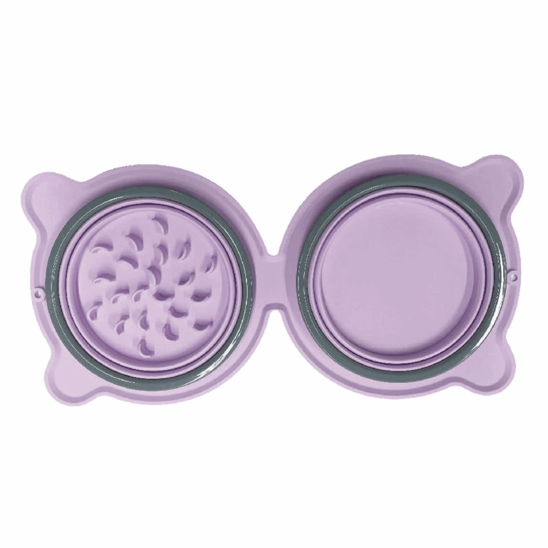 Gamelle pliable en silicone violette pour animaux