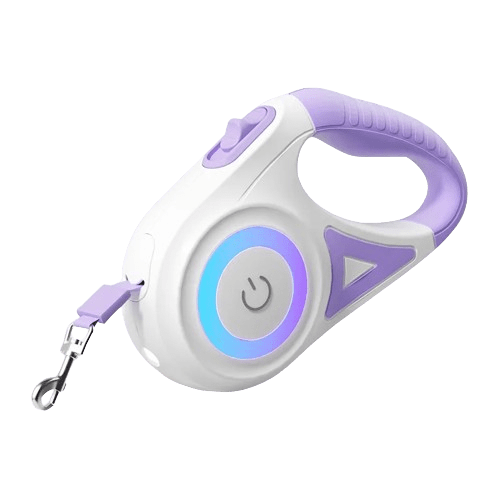 Laisse rétractable violet avec lumière LED
