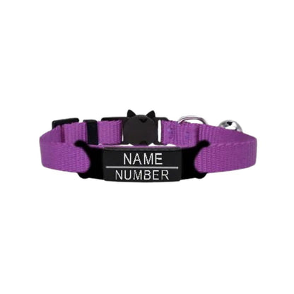  Collier violet personnalisable avec clochette pour chat