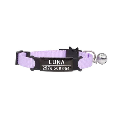  Collier violet clair personnalisable avec clochette pour chat
