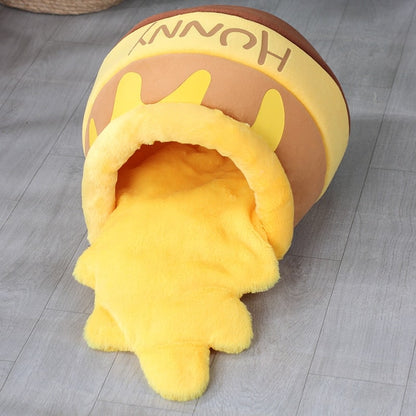 Lit en forme de pot de miel pour chat
