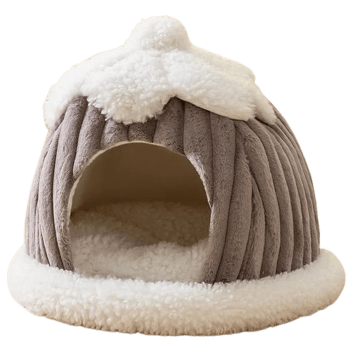 Couchage gris hivernal et doux pour chat